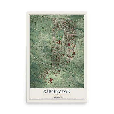 Map of Sappington, Missouri, 12 x 18 inch unframed archival matte print