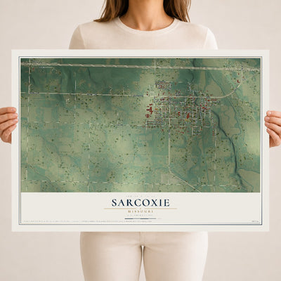 Map of Sarcoxie, Missouri, 18 x 24 inch unframed archival matte print