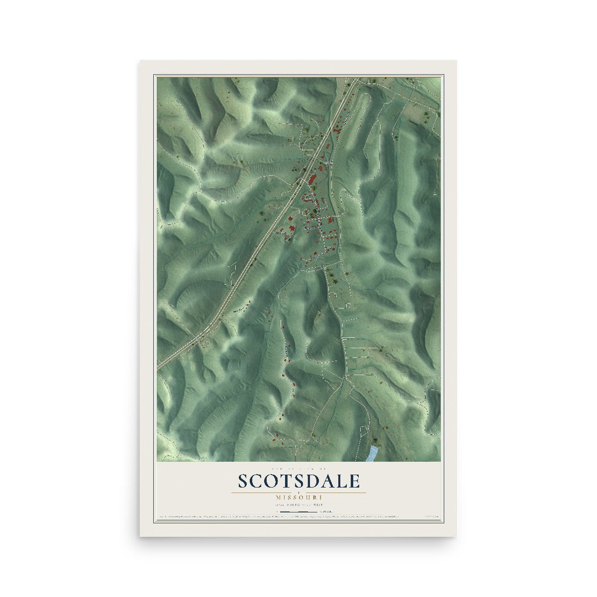 Map of Scotsdale, Missouri, 12 x 18 inch unframed archival matte print