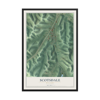 Map of Scotsdale, Missouri, 12 x 18 inch print in a black wood frame