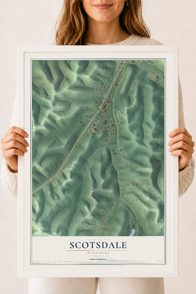 Map of Scotsdale, Missouri, 18 x 24 inch print in a white wood frame
