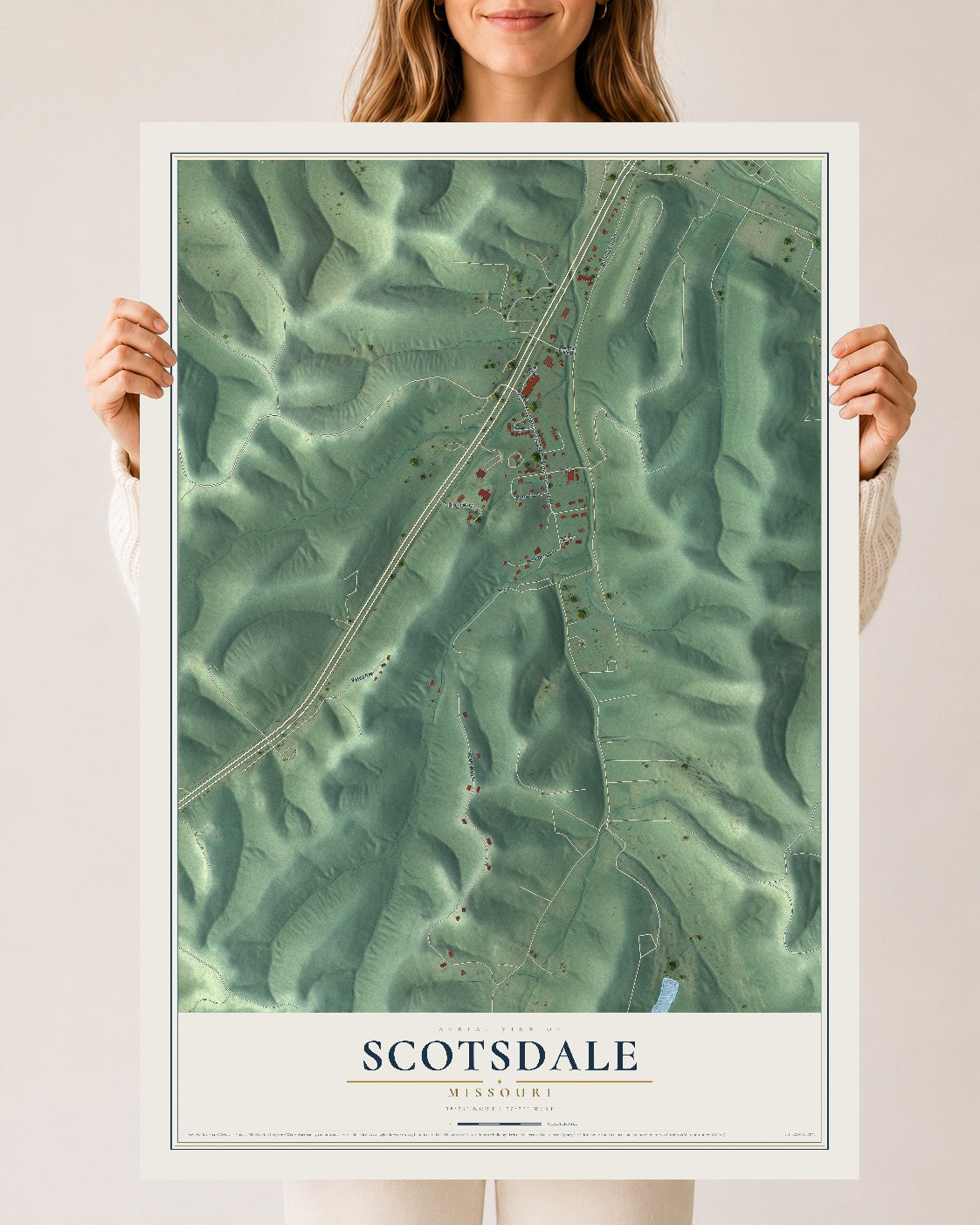 Map of Scotsdale, Missouri, 24 x 36 inch unframed archival matte print