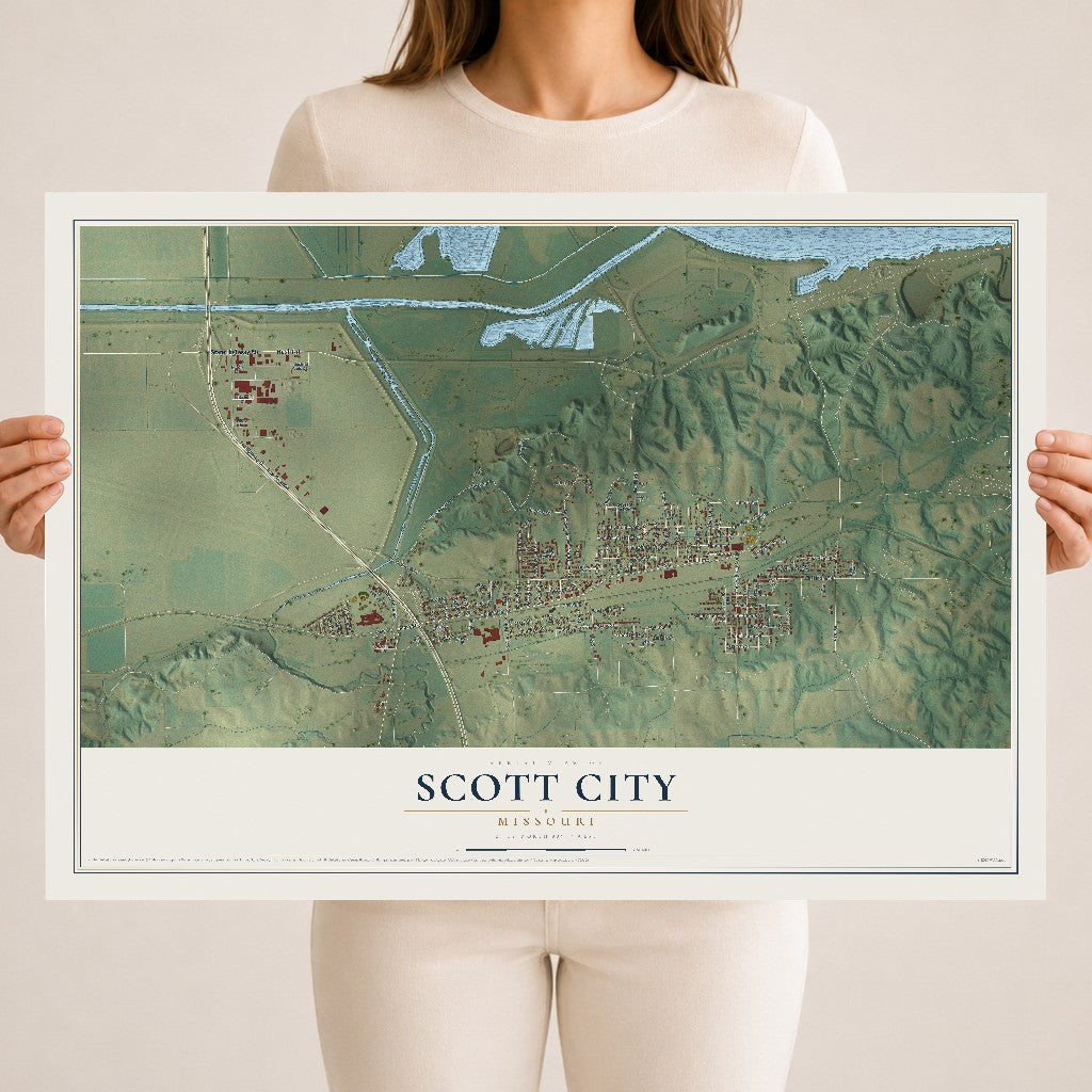 Map of Scott City, Missouri, 18 x 24 inch unframed archival matte print