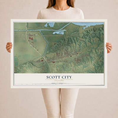 Map of Scott City, Missouri, 24 x 36 inch unframed archival matte print