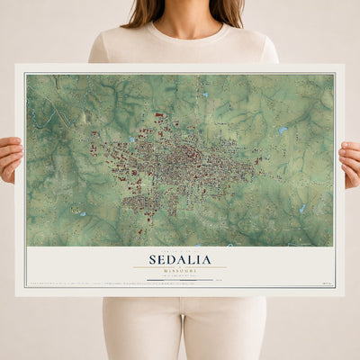 Map of Sedalia, Missouri, 18 x 24 inch unframed archival matte print