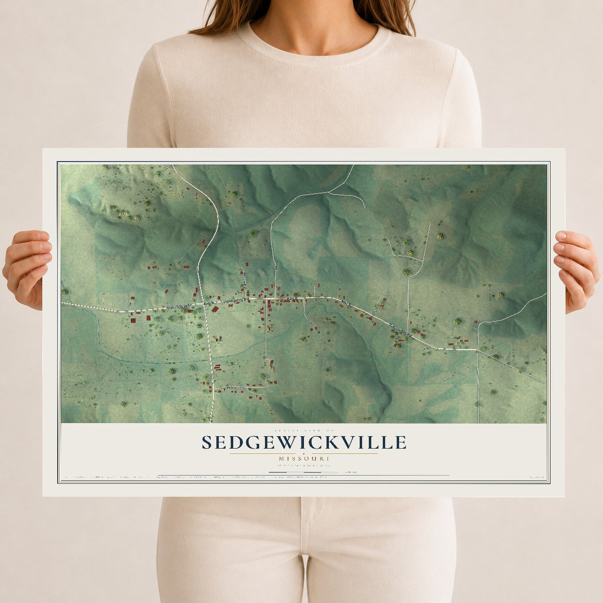 Map of Sedgewickville, Missouri, 12 x 18 inch unframed archival matte print