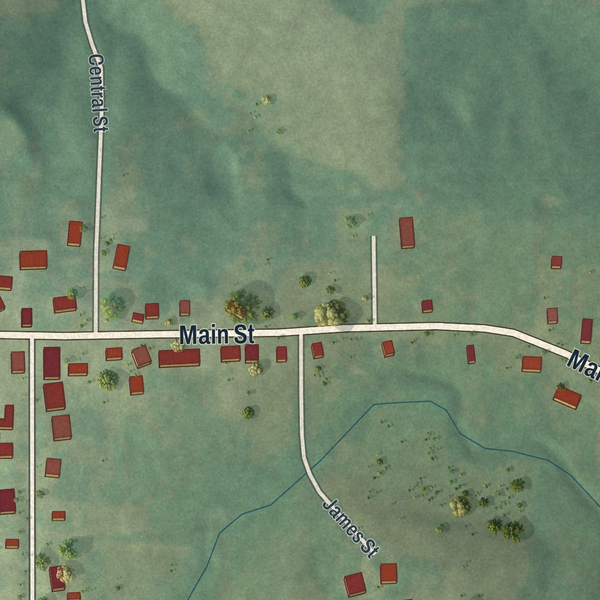 Second close-up of the map of Sedgewickville, Missouri print showing more streets and buildings