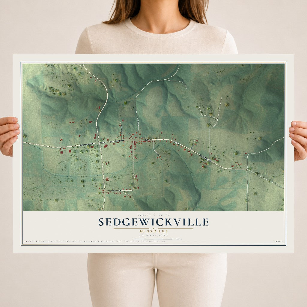 Map of Sedgewickville, Missouri, 18 x 24 inch unframed archival matte print