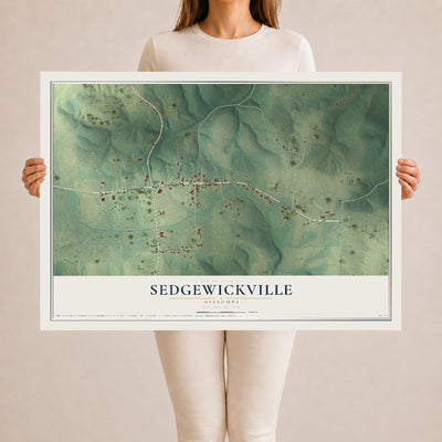 Map of Sedgewickville, Missouri, 24 x 36 inch unframed archival matte print