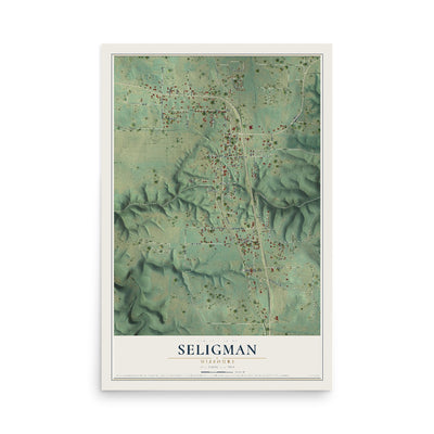 Map of Seligman, Missouri, 12 x 18 inch unframed archival matte print