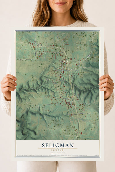 Map of Seligman, Missouri, 18 x 24 inch unframed archival matte print