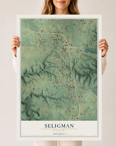 Map of Seligman, Missouri, 24 x 36 inch unframed archival matte print