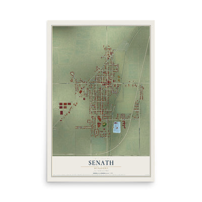 Map of Senath, Missouri, 12 x 18 inch unframed archival matte print