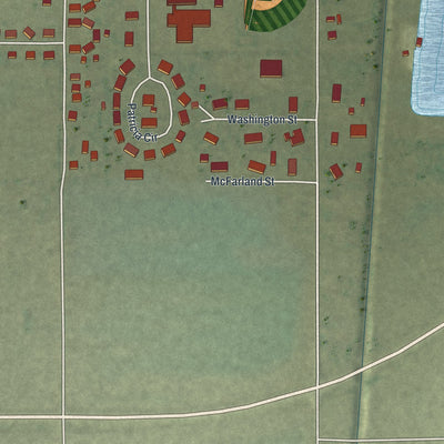 Second close-up of the map of Senath, Missouri print showing more streets and buildings