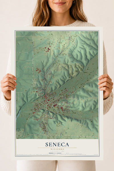Map of Seneca, Missouri, 18 x 24 inch unframed archival matte print