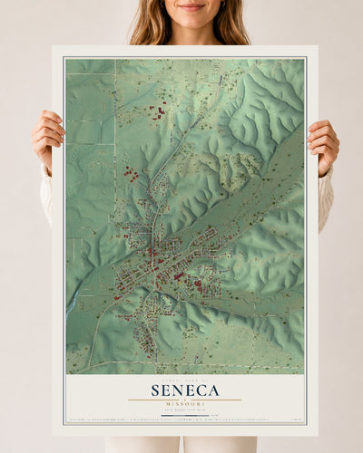 Map of Seneca, Missouri, 24 x 36 inch unframed archival matte print