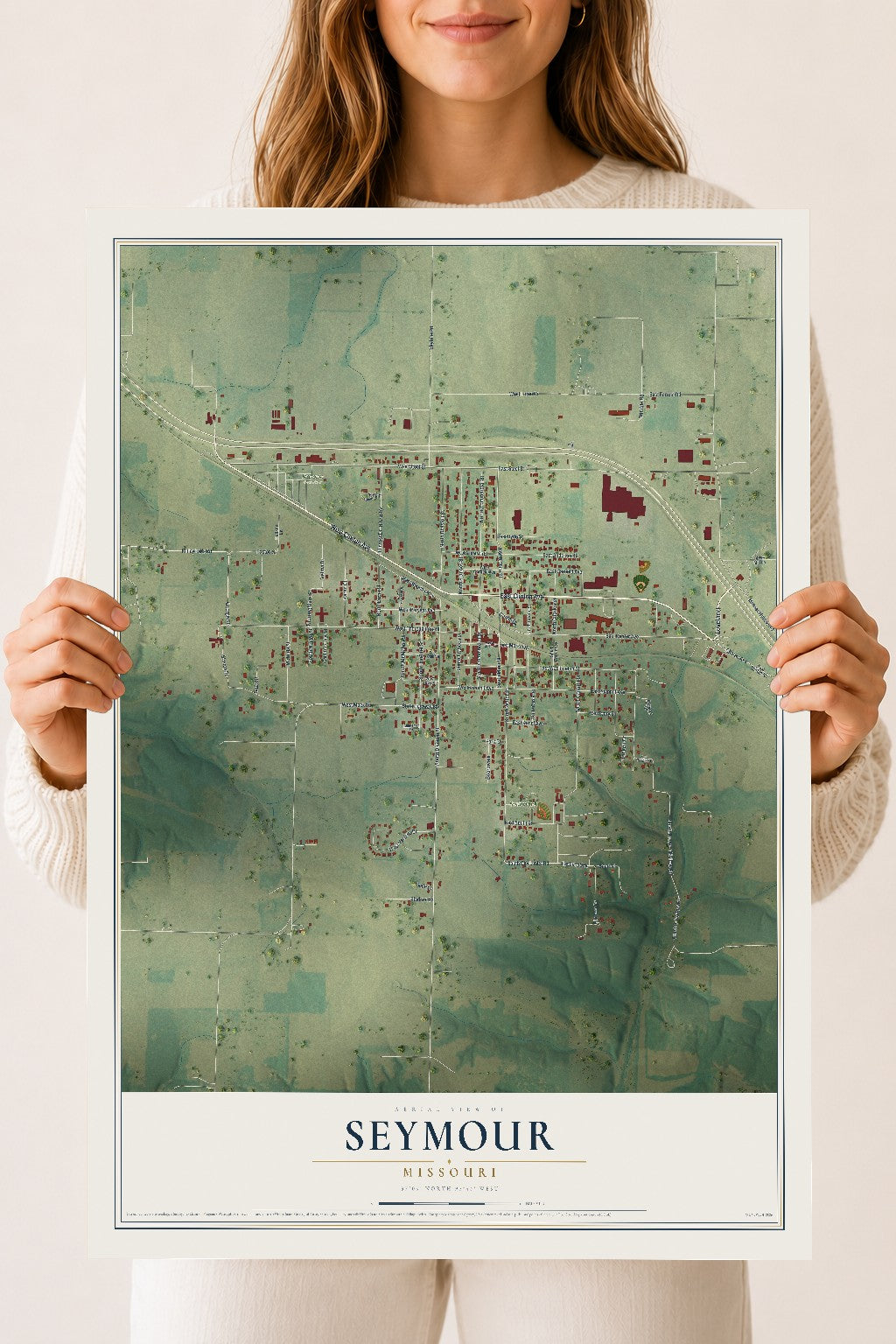 Map of Seymour, Missouri, 18 x 24 inch unframed archival matte print
