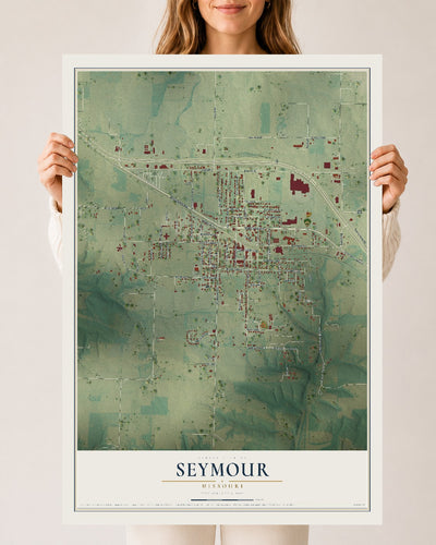 Map of Seymour, Missouri, 24 x 36 inch unframed archival matte print
