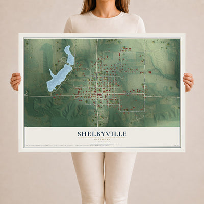 Map of Shelbyville, Missouri, 24 x 36 inch unframed archival matte print