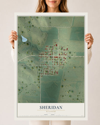 Map of Sheridan, Missouri, 24 x 36 inch unframed archival matte print