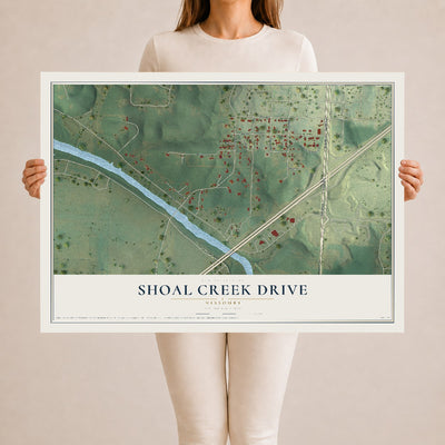 Map of Shoal Creek Drive, Missouri, 24 x 36 inch unframed archival matte print