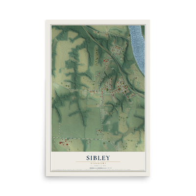Map of Sibley, Missouri, 12 x 18 inch unframed archival matte print