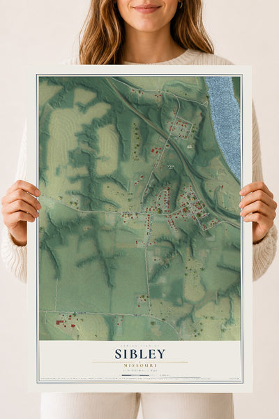 Map of Sibley, Missouri, 18 x 24 inch unframed archival matte print