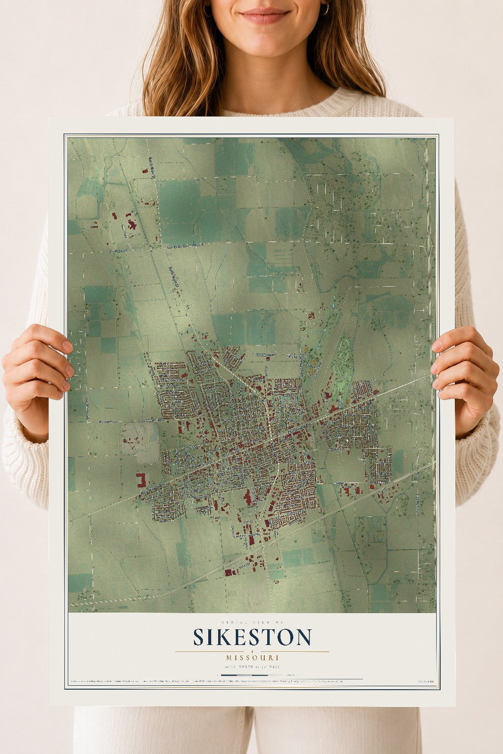 Map of Sikeston, Missouri, 18 x 24 inch unframed archival matte print