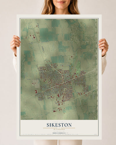 Map of Sikeston, Missouri, 24 x 36 inch unframed archival matte print