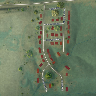 Second close-up of the map of Silex, Missouri print showing more streets and buildings