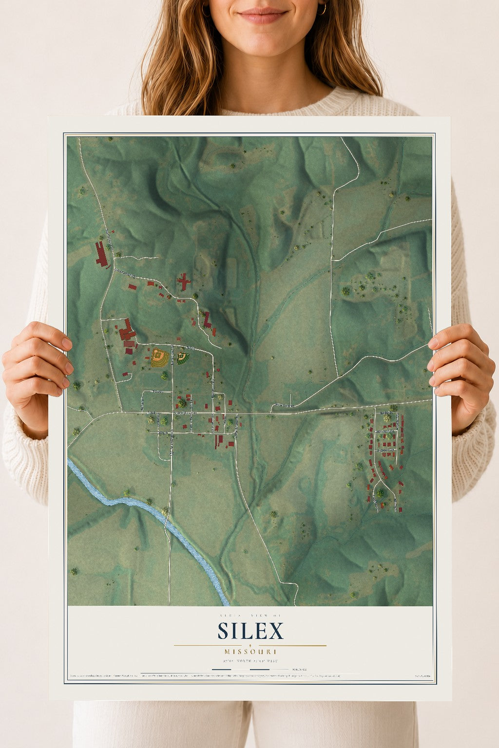 Map of Silex, Missouri, 18 x 24 inch unframed archival matte print