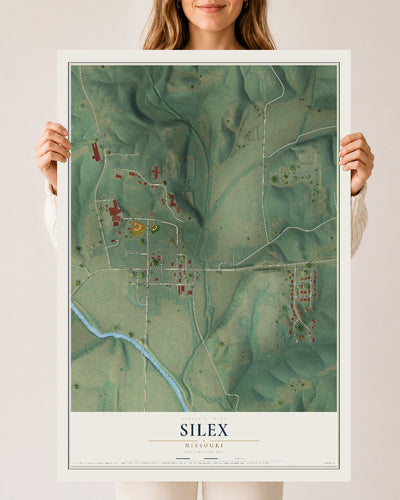 Map of Silex, Missouri, 24 x 36 inch unframed archival matte print