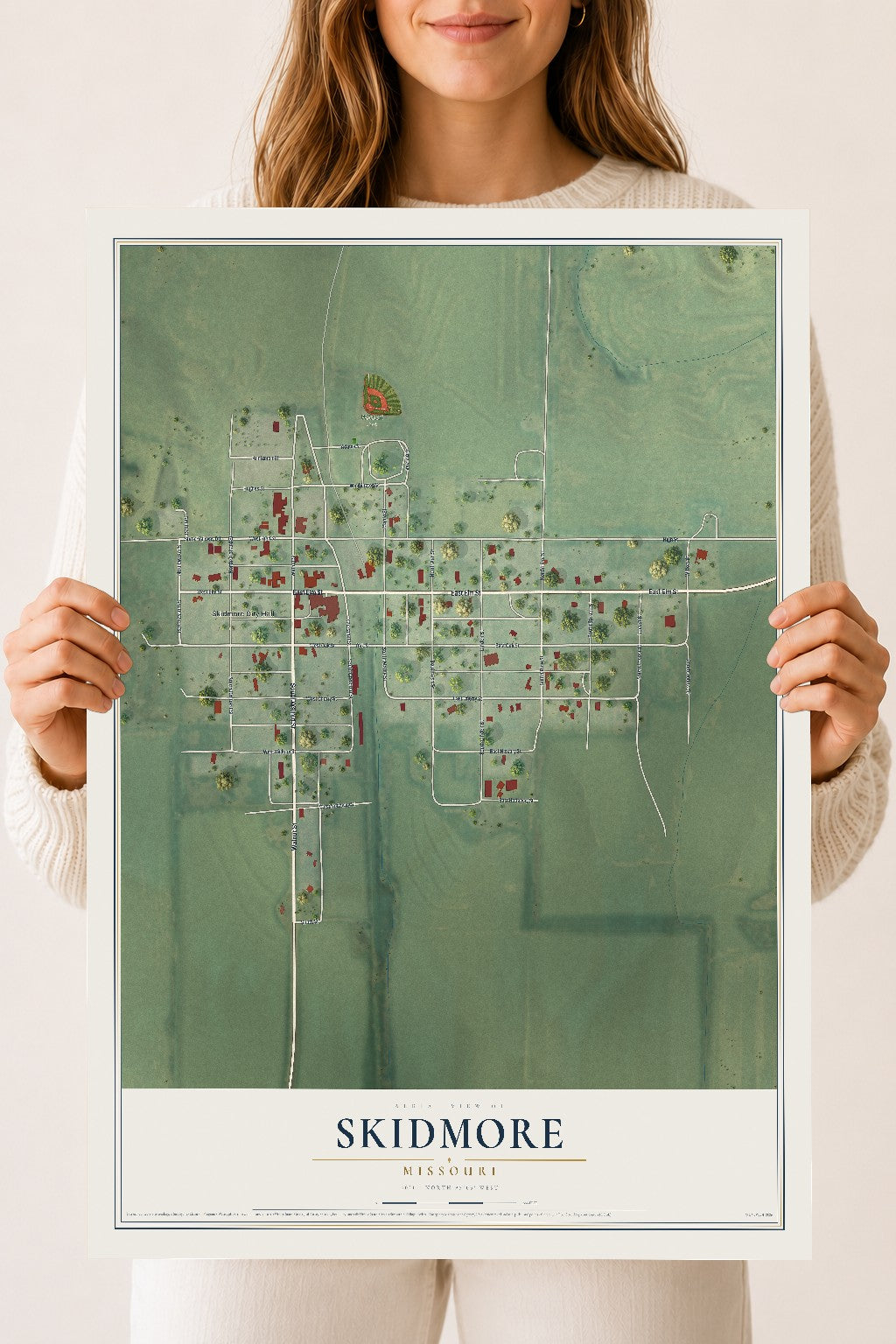 Map of Skidmore, Missouri, 18 x 24 inch unframed archival matte print