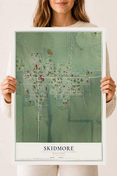 Map of Skidmore, Missouri, 18 x 24 inch unframed archival matte print