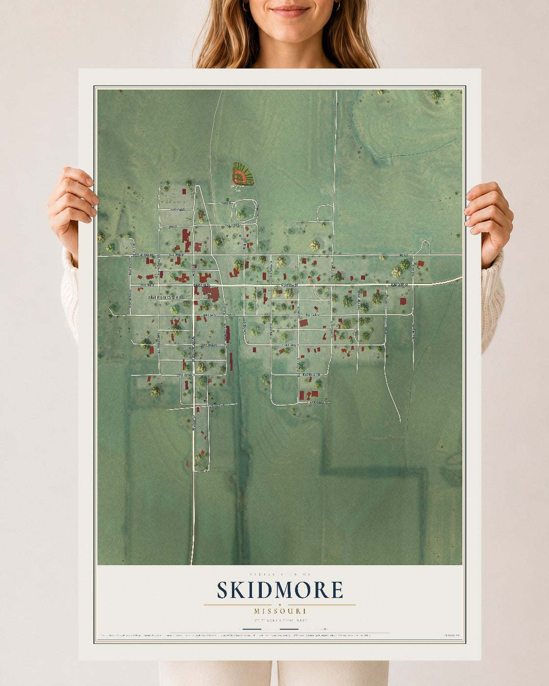 Map of Skidmore, Missouri, 24 x 36 inch unframed archival matte print