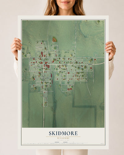 Map of Skidmore, Missouri, 24 x 36 inch unframed archival matte print