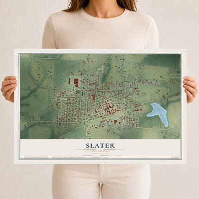 Map of Slater, Missouri, 12 x 18 inch unframed archival matte print