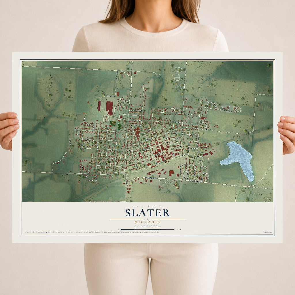 Map of Slater, Missouri, 18 x 24 inch unframed archival matte print