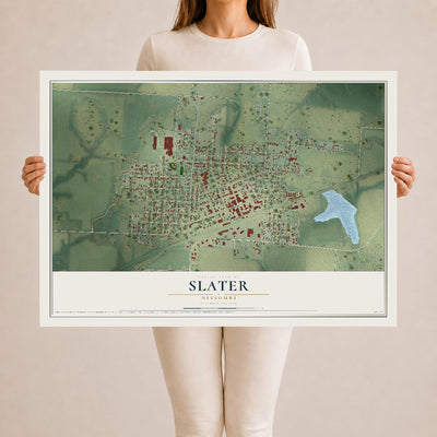 Map of Slater, Missouri, 24 x 36 inch unframed archival matte print