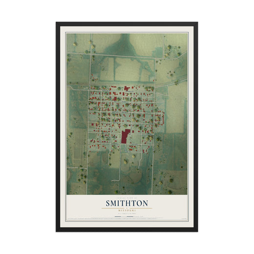 Map of Smithton, Missouri, 12 x 18 inch print in a black wood frame