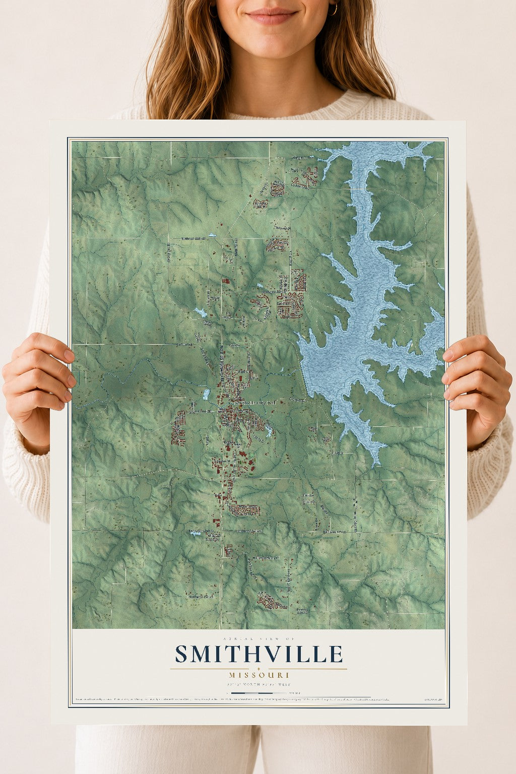 Map of Smithville, Missouri, 18 x 24 inch unframed archival matte print
