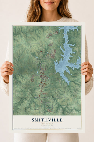 Map of Smithville, Missouri, 18 x 24 inch unframed archival matte print