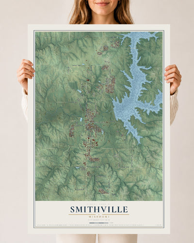 Map of Smithville, Missouri, 24 x 36 inch unframed archival matte print