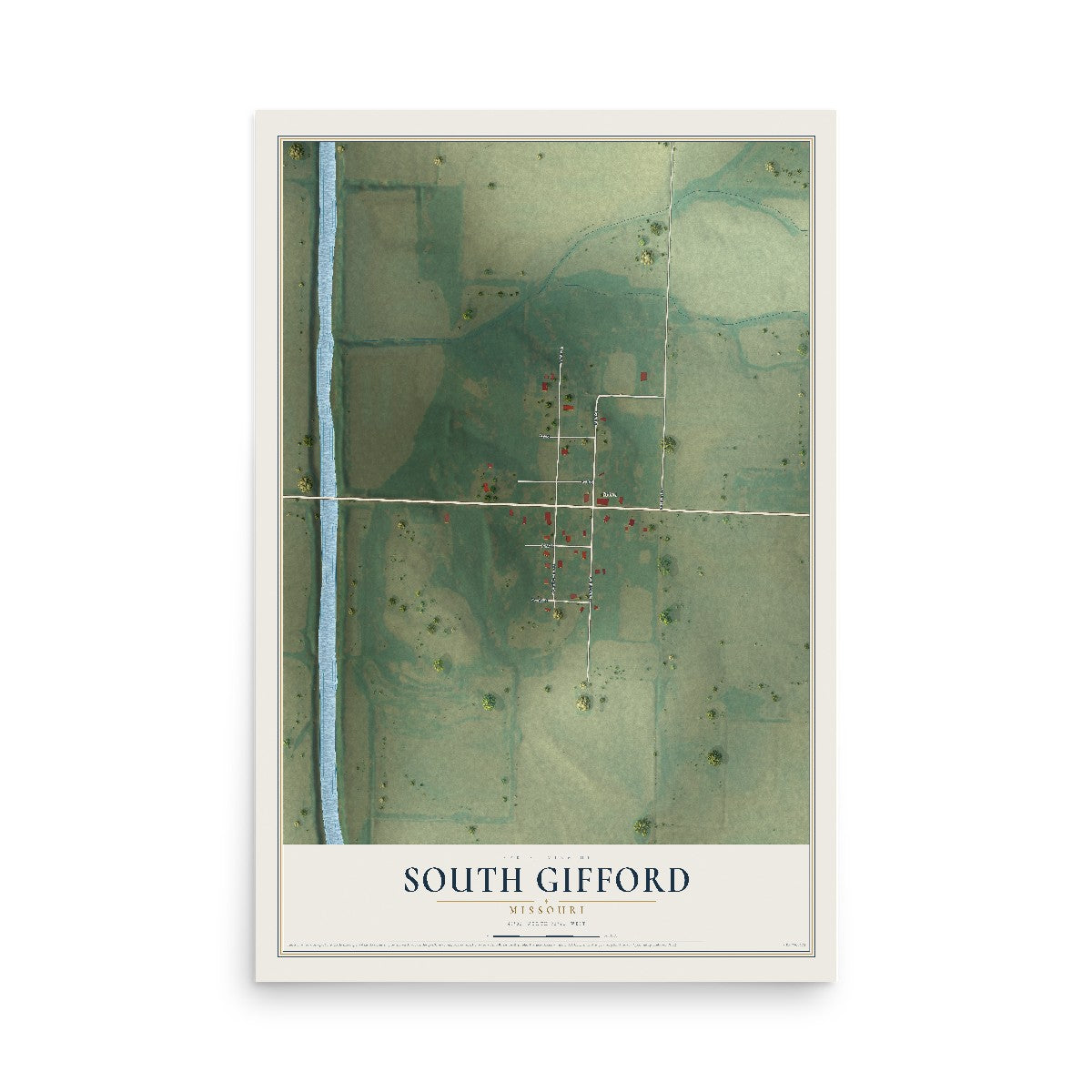 Map of South Gifford, Missouri, 12 x 18 inch unframed archival matte print