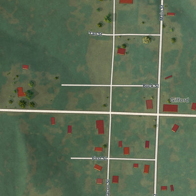 Close-up of the map of South Gifford, Missouri print showing street and building detail