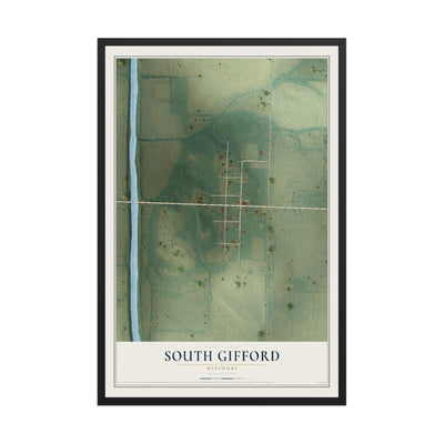 Map of South Gifford, Missouri, 12 x 18 inch print in a black wood frame