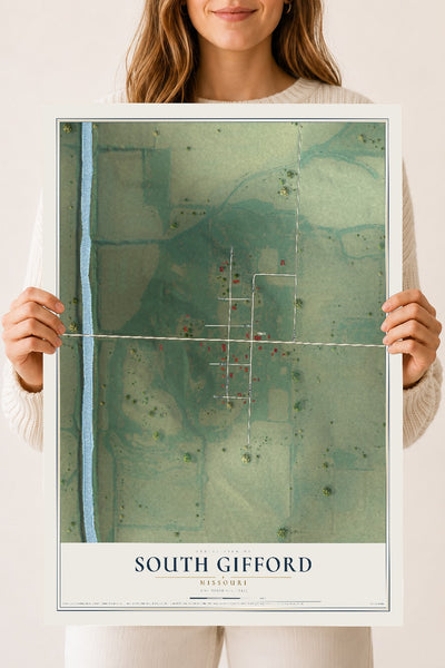 Map of South Gifford, Missouri, 18 x 24 inch unframed archival matte print