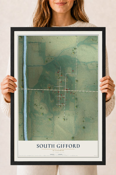 Map of South Gifford, Missouri, 18 x 24 inch print in a black wood frame