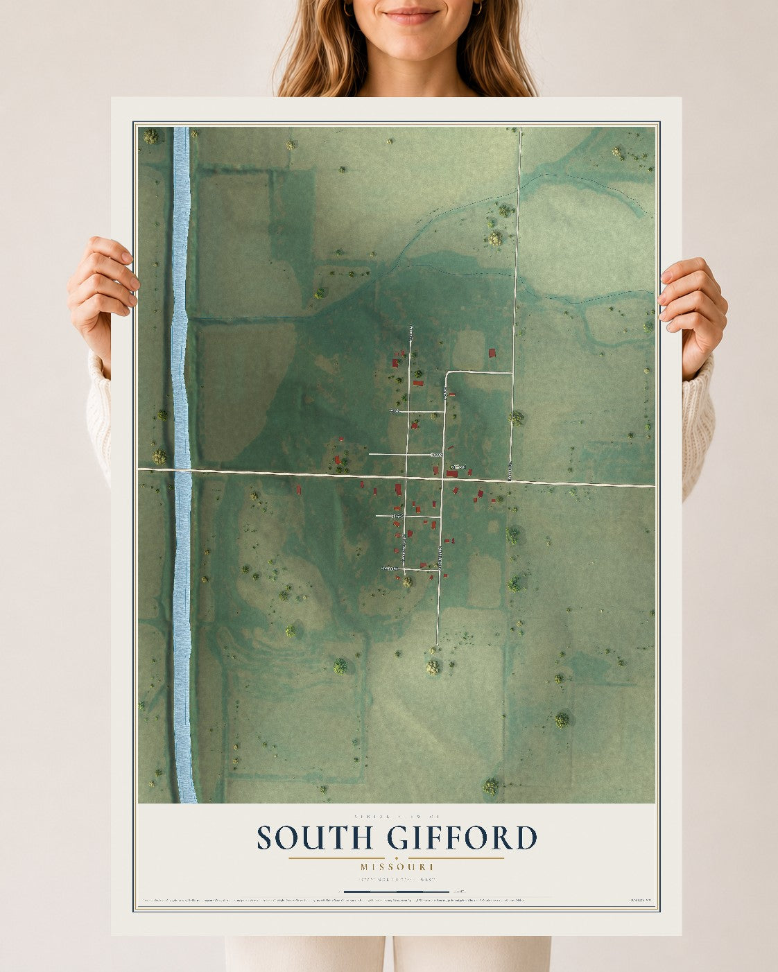 Map of South Gifford, Missouri, 24 x 36 inch unframed archival matte print