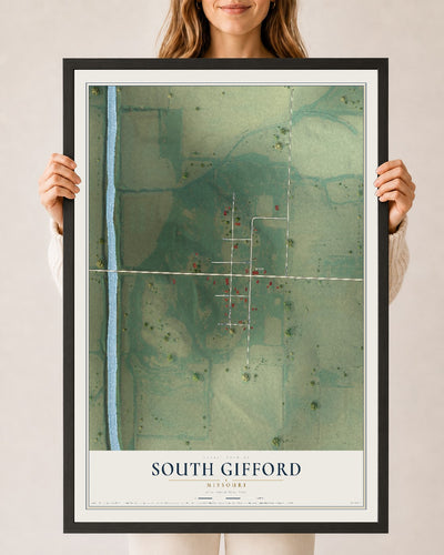 Map of South Gifford, Missouri, 24 x 36 inch print in a black wood frame